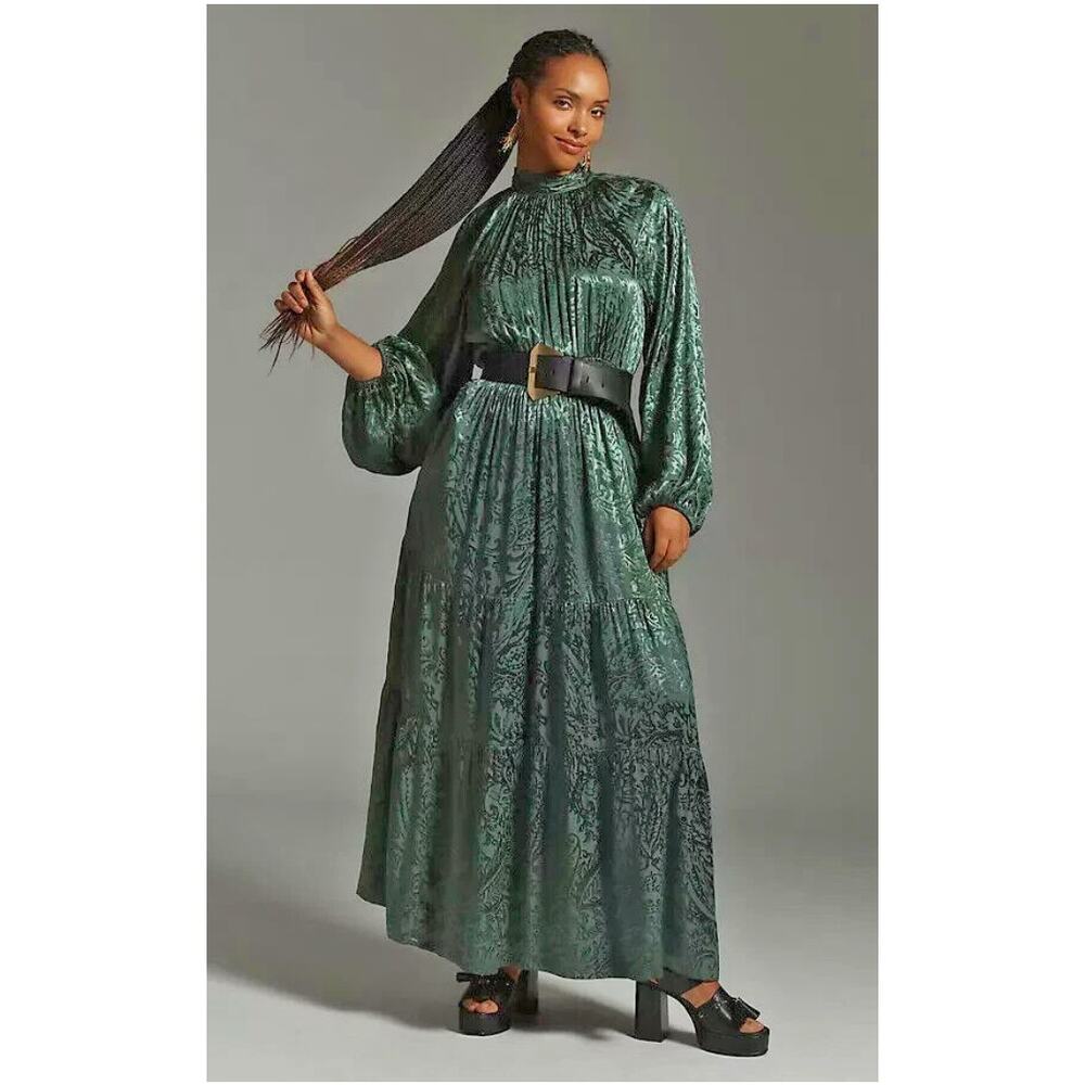 NWT Anthropologie The Somerset Maxi Dress:
Mock-Neck Edition Green